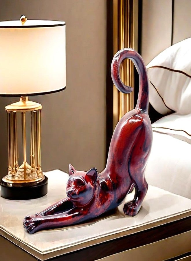 SHTWX Cat Stretching Statue Figurine Sculpture Gifts for Cat Lover Art Cat Office Home Decor Desk Accessories Decoration - Image 1